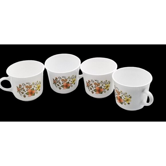 1970s Corelle Corning Indian Summer Coffee Mug Cup Floral Set of 4 - Picture 3 of 9